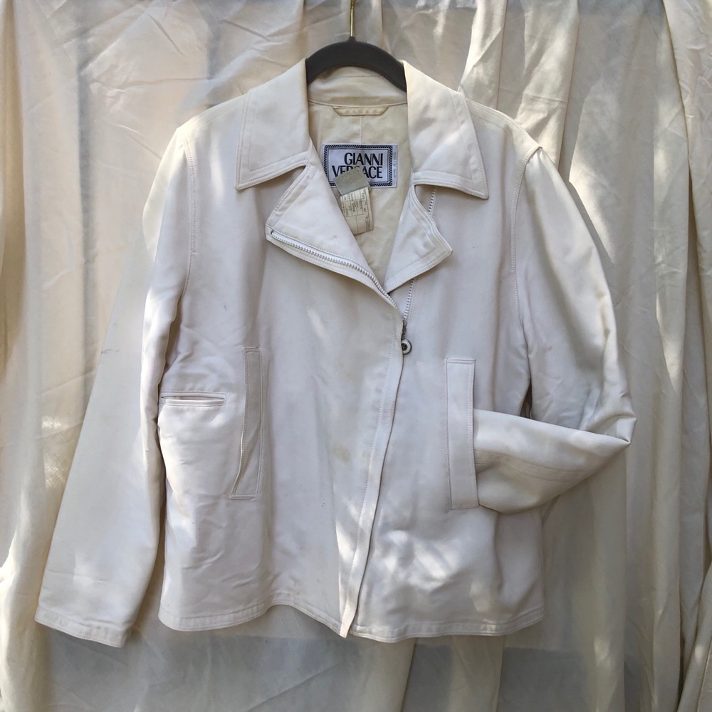 VINTAGE VERSACE White Zip Up Jacket